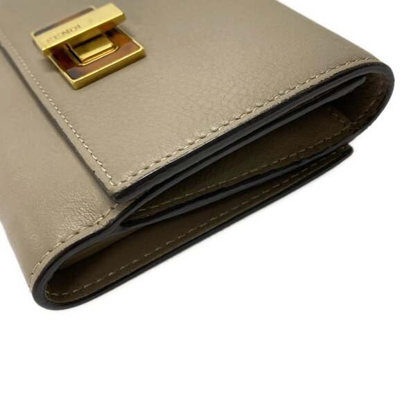 FENDI Peekaboo Gray Beige Leather - Bifold Wallet 387-042725 - Picture 3 of 9